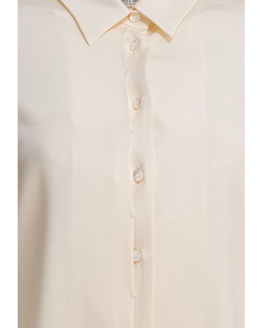 Max Mara White Avion Long-Sleeved Silk Shirt