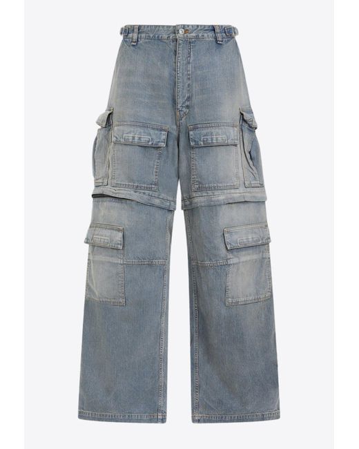 Balenciaga Blue Washed-out Cargo Jeans