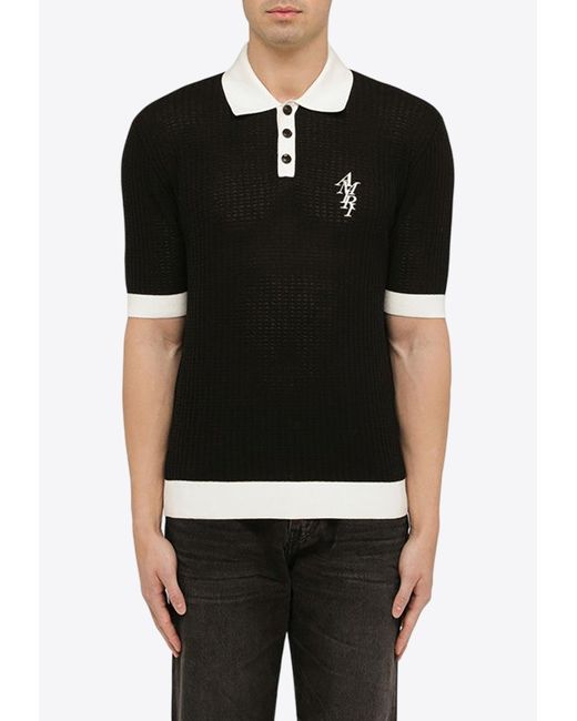 Amiri Black Logo-Embroidered Polo T-Shirt for men