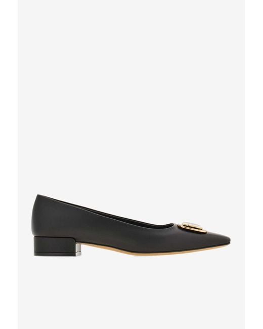 Ferragamo White Venera 20 Leather Pumps