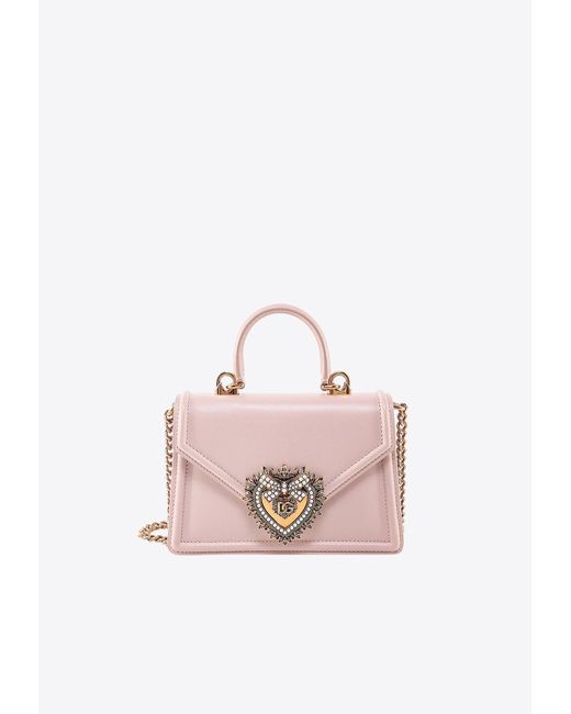Dolce & Gabbana Pink Small Devotion Calfskin Top Handle Bag