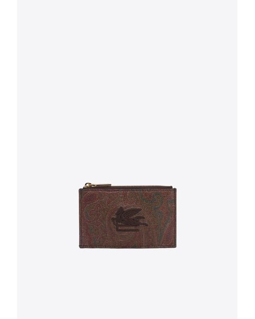 Etro White Paisley-Pattern Zipped Cardholder