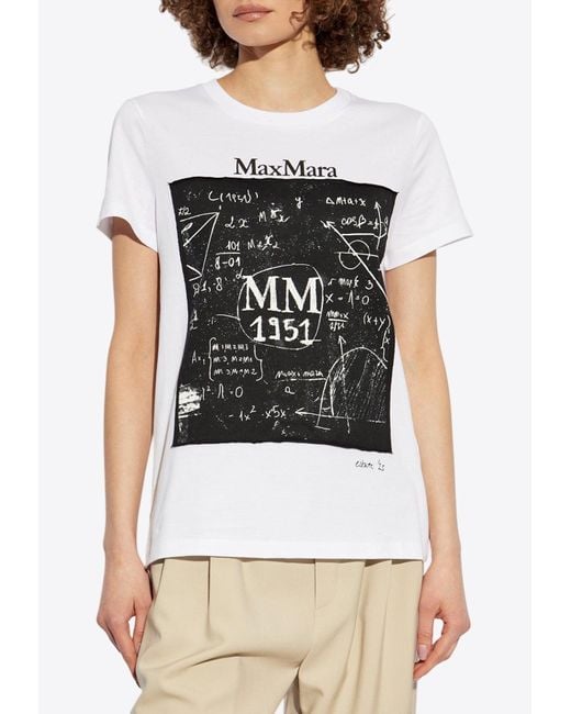 Max Mara White Colibri Printed Crewneck T-Shirt