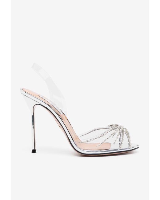 Aquazzura White Sunshine 105 Plexi Slingback Sandals