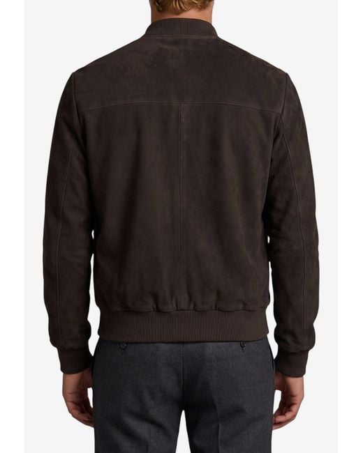 Arma Black Didier Suede Bomber Jacket for men