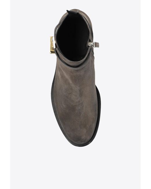 Givenchy Black Lock Suede Ankle Boots for men