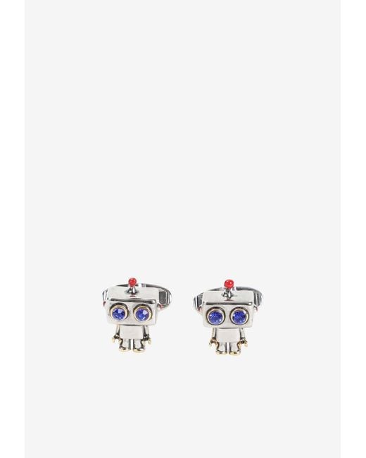 Paul Smith White Robot Striped Cufflinks for men