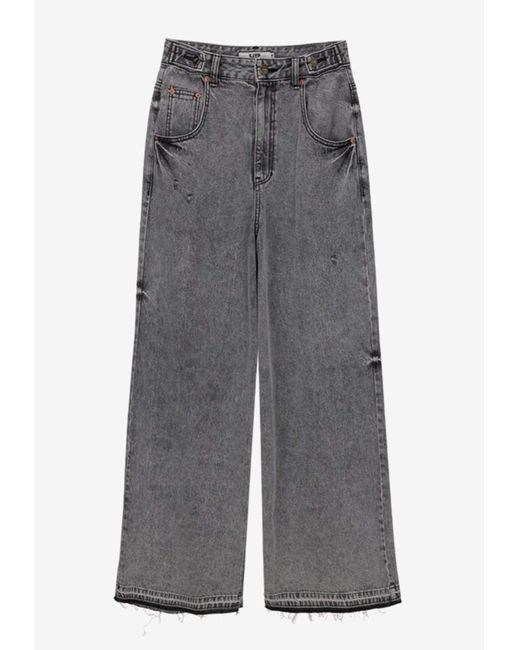 SJYP Gray Washed Wide-Leg Jeans
