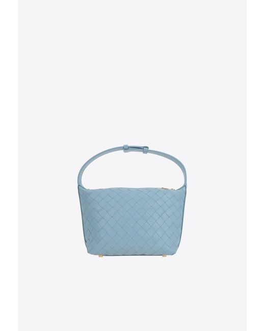 Bottega Veneta Blue Mini Wallace Intrecciato Shoulder Bag