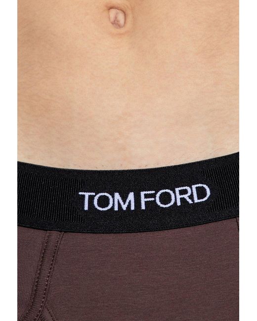 Tom Ford Brown Logo Jacquard Stretch Briefs for men