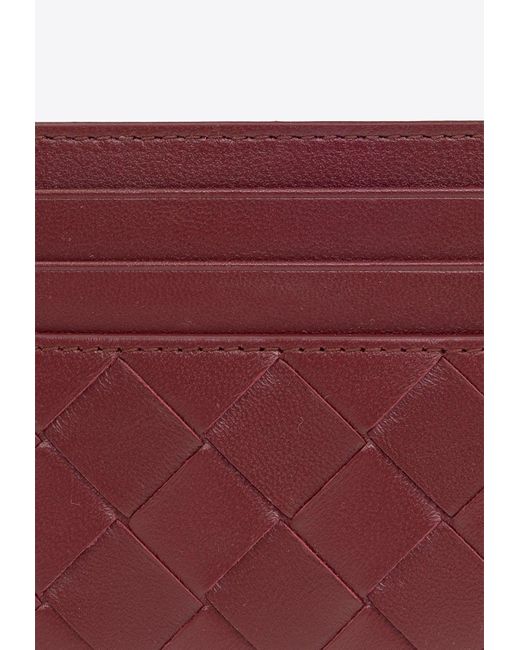 Bottega Veneta Red Intrecciato Leather Cardholder