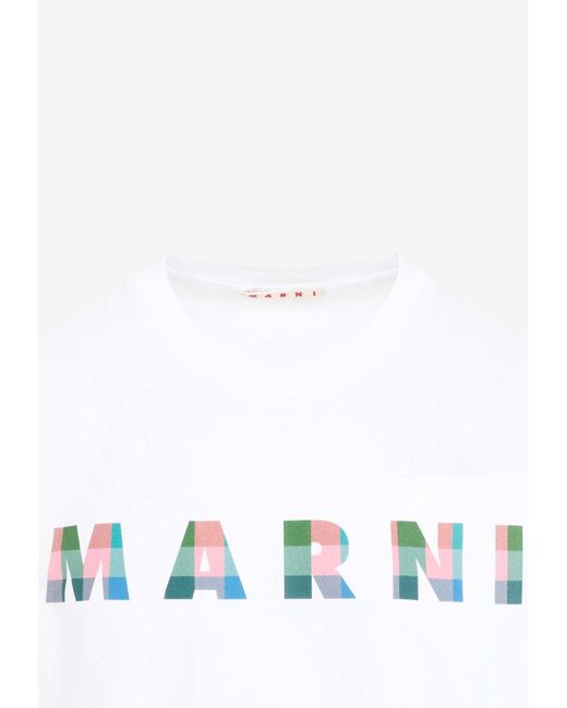 Marni White Logo Lettering Crewneck T-Shirt for men