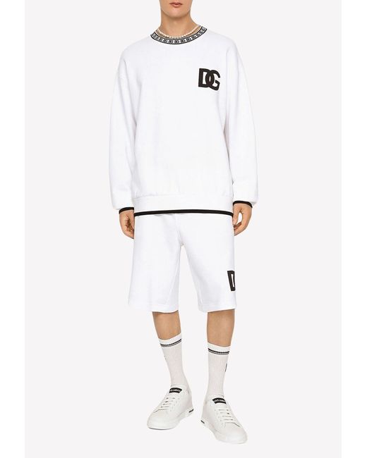 Dolce & Gabbana White Dg Logo Embroidery Track Shorts for men