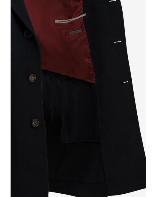 Brunello Cucinelli Black Single-Breasted Wool Buttoned Coat for men