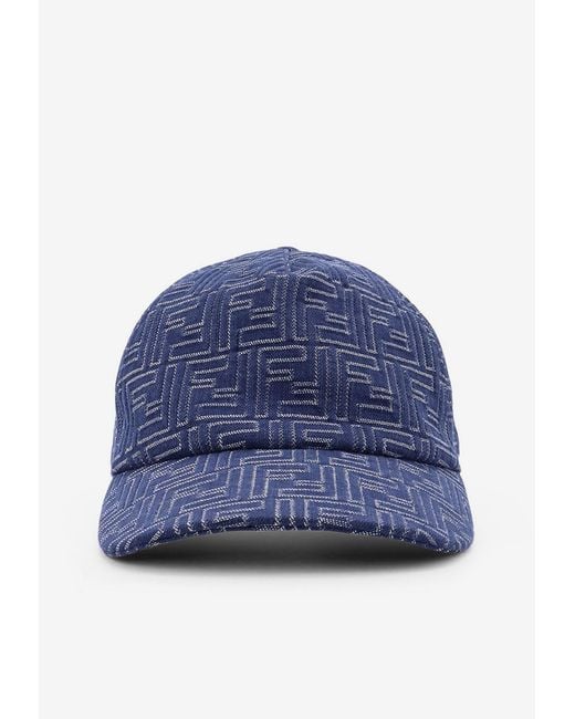 Fendi Blue Ff Jacquard Baseball Cap for men