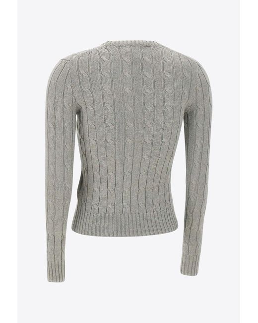 Ralph Lauren Gray Cable Knit Pony Sweater