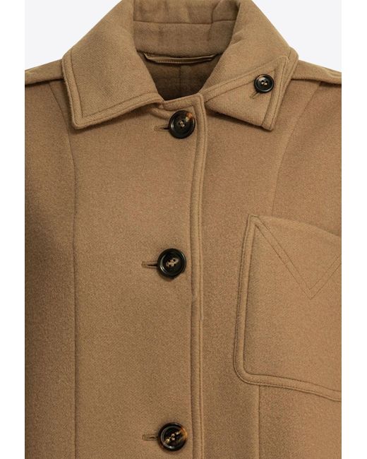 Max Mara Natural Aldo Single-Breasted Wool Long Coat