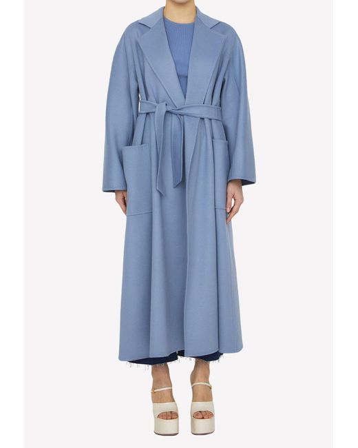Max Mara Ludmilla Long Wool Coat in Blue | Lyst