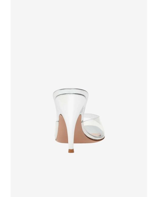 Gianvito Rossi White Sofia 95 Plexi Mules