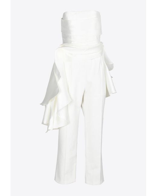 Solace London White Terrin Strapless Jumpsuit