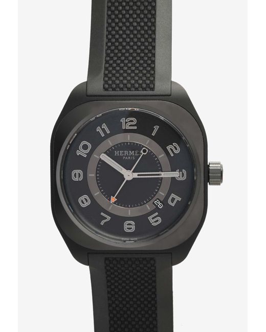Hermès Black H08 42mm Watch In Graphene Case And Ceramic Bezel for men