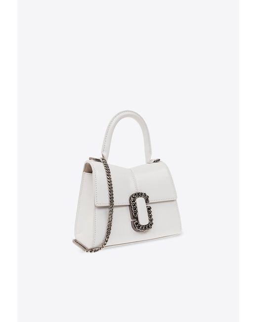 Marc Jacobs White The Mini St. Marc Leather Top Handle Bag