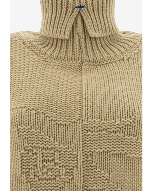 Burberry Green Ekd Knitted Cashmere Turtleneck Sweater