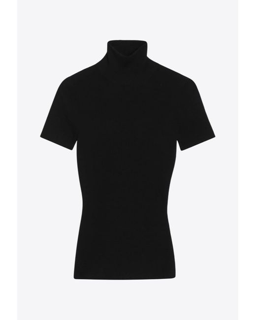 Max Mara Black Afa Turtleneck Wool Knit Top