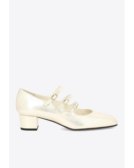 CAREL PARIS White Ariana 45 Kina Mary-Jane Pumps