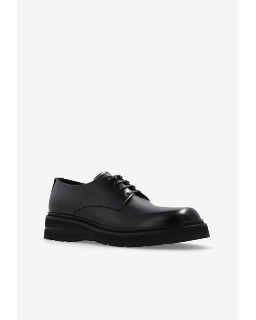 Giorgio Armani Classic Leather Derby Shoes in Black for Men | Lyst