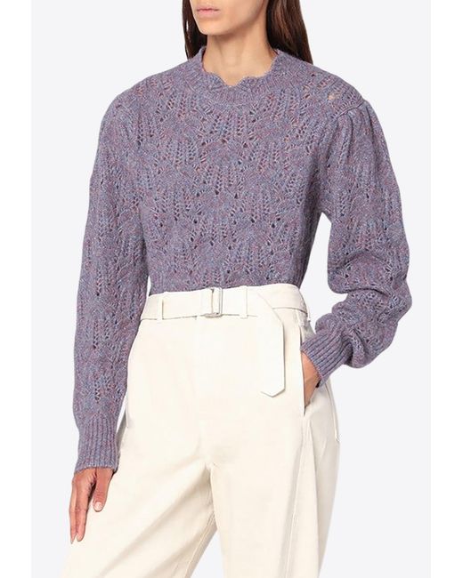 Isabel Marant Purple Openwork Alpaca-Blend Sweater