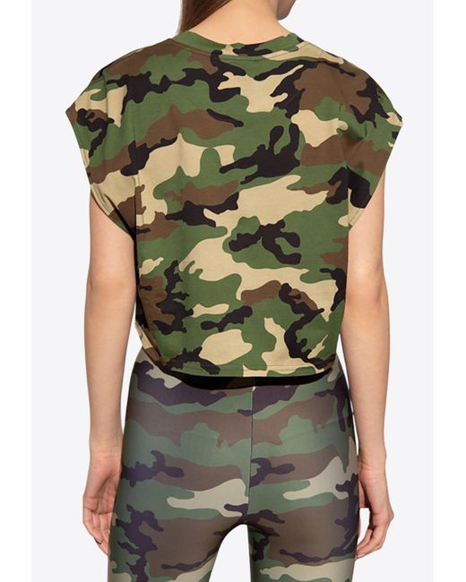 Dolce & Gabbana Green Dg Logo Cropped Camo Top