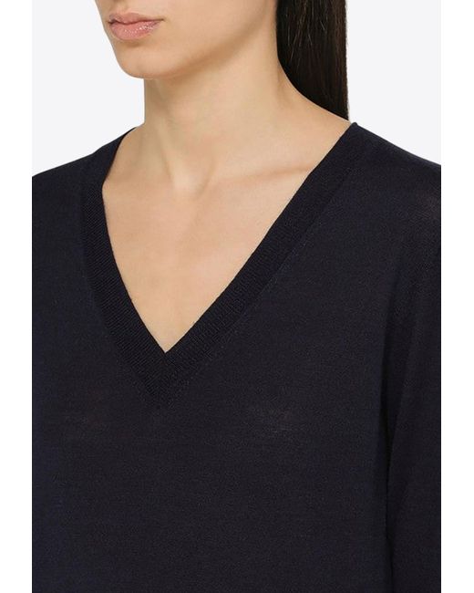 P.A.R.O.S.H. Blue Wool And Cashmere V-Neck Sweater