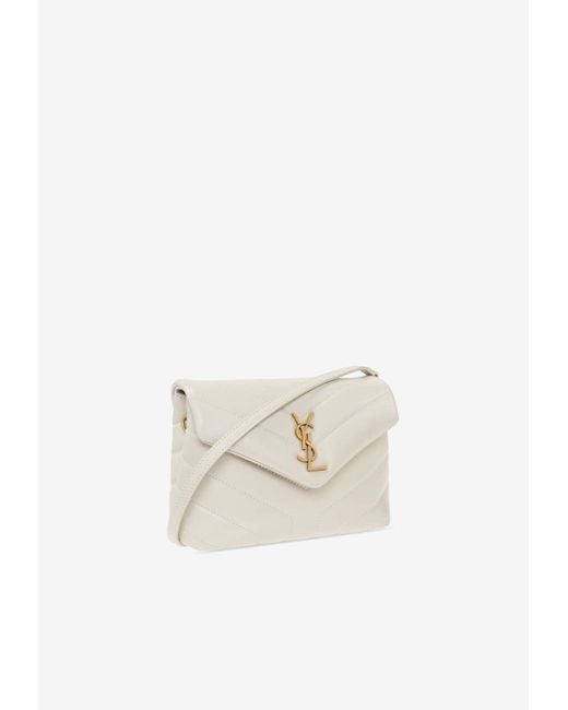 Saint Laurent White Mini Toy Loulou Quilted Leather Crossbody Bag