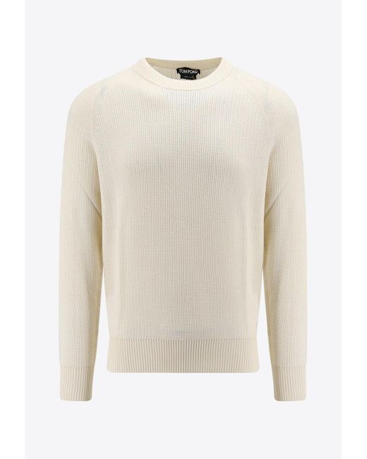 Tom Ford White Wool-Blend Crewneck Sweater for men