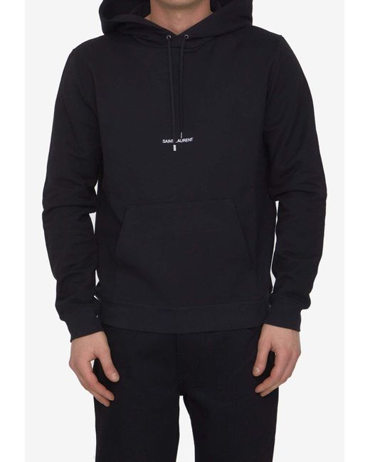 Saint Laurent Black Rive Gauche Classic Hooded Sweatshirt for men