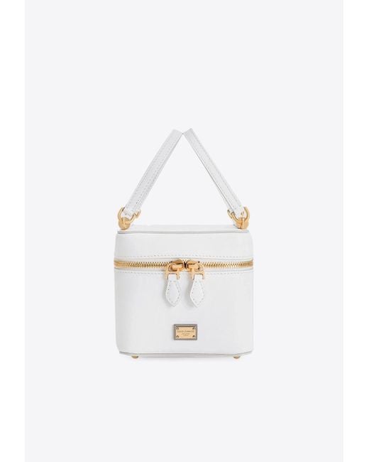 Dolce & Gabbana White Sicily Cube Vanity Top Handle Bag