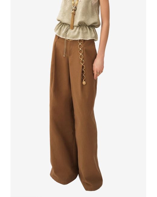 Chloé Brown Wide-Leg Canvas Pants
