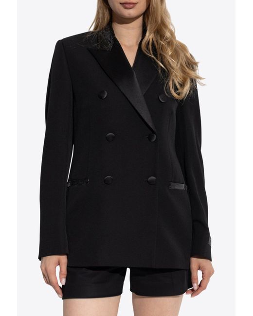 Versace Black Sequin Embellished Tuxedo Blazer