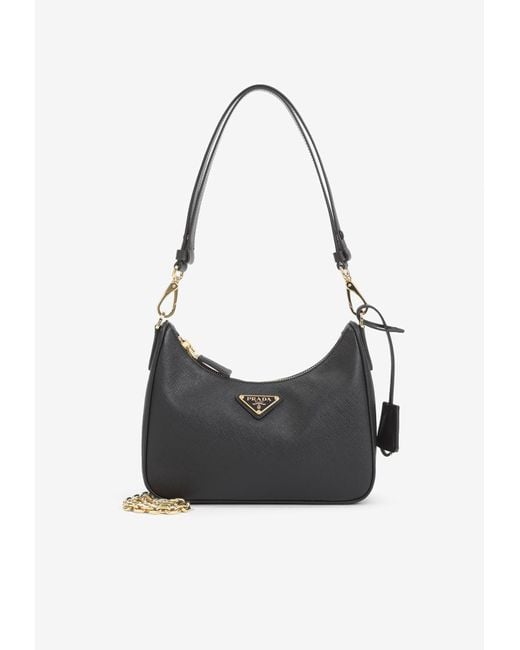 Prada Black Saffiano Leather Shoulder Bag Re Edition