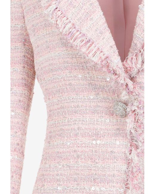 Giambattista Valli Pink Tweed Fringed Jacket