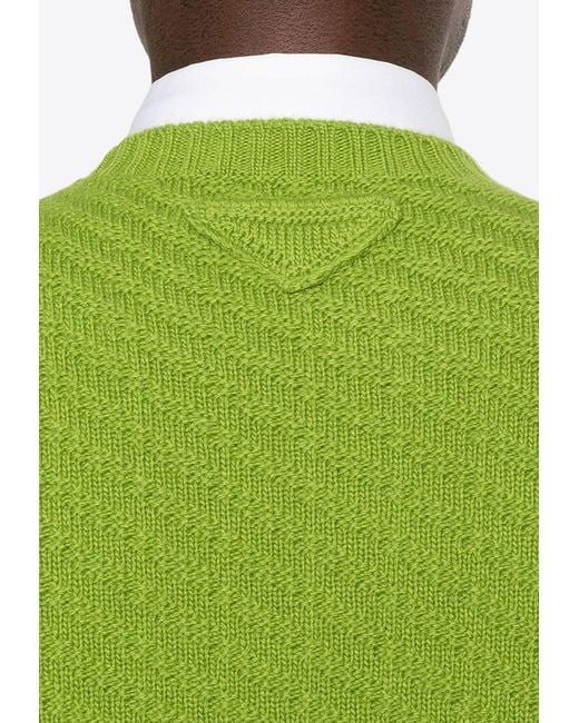 Prada Green Ribbed-Knit Jumper for men