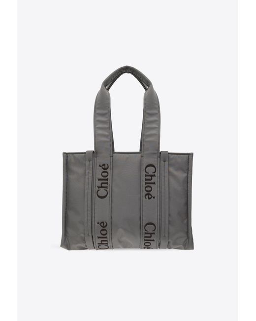 Chloé Gray Medium Woody Tote Bag