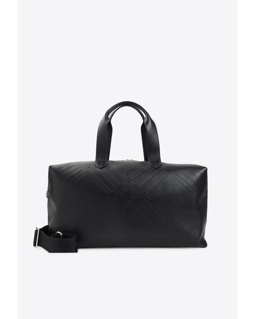 Burberry Black Weekender Leather Duffle Bag for men