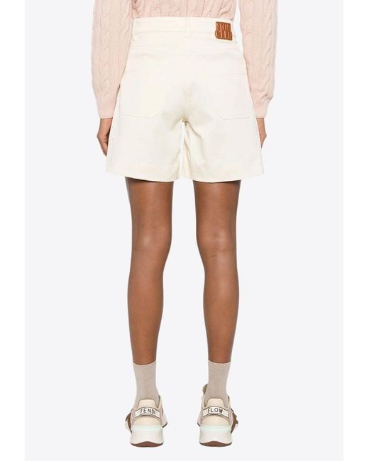 Moncler White Logo Patch Mini Shorts