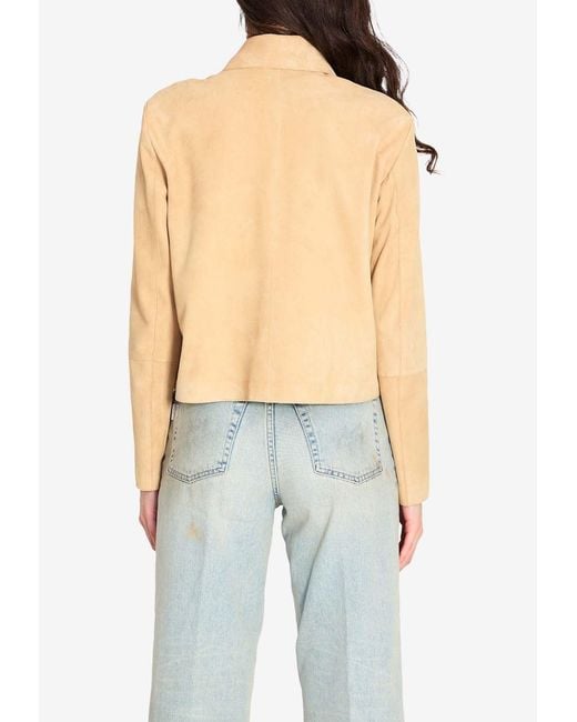 Arma Blue Emy Suede Leather Jacket