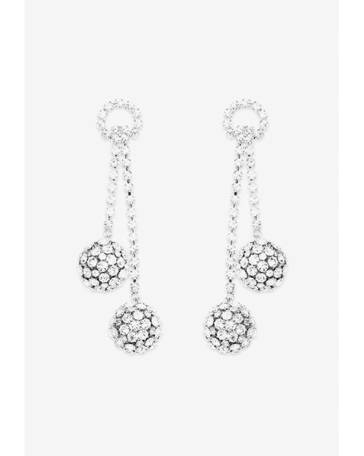 Aquazzura White Crystal-Embellished Bubbles Earrings