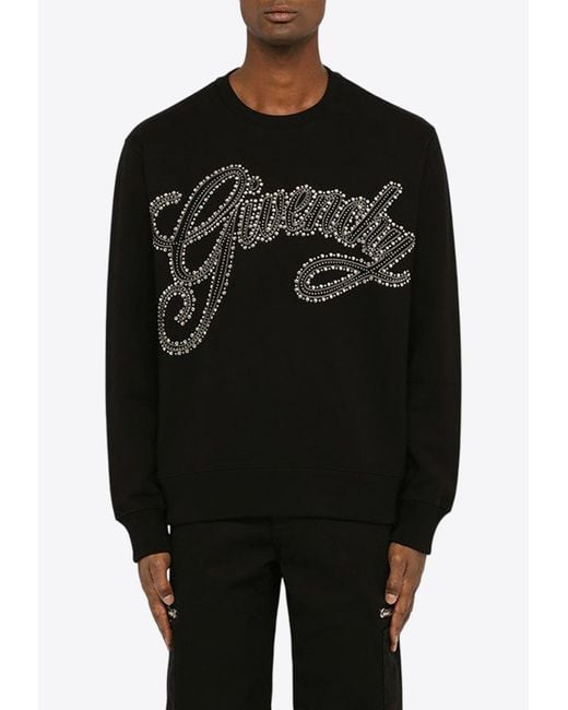 Givenchy Black Logo-embroidery Crewneck Sweatshirt for men