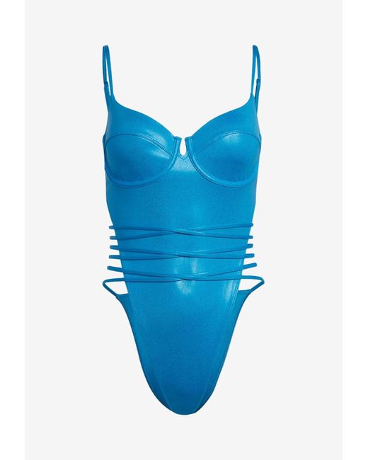 Adidas Blue X Ivy Park Metallic One-piece Swimsuit