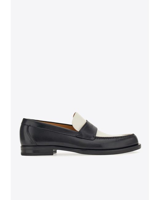 Ferragamo White Fillmore Two-Tone Leather Loafers for men